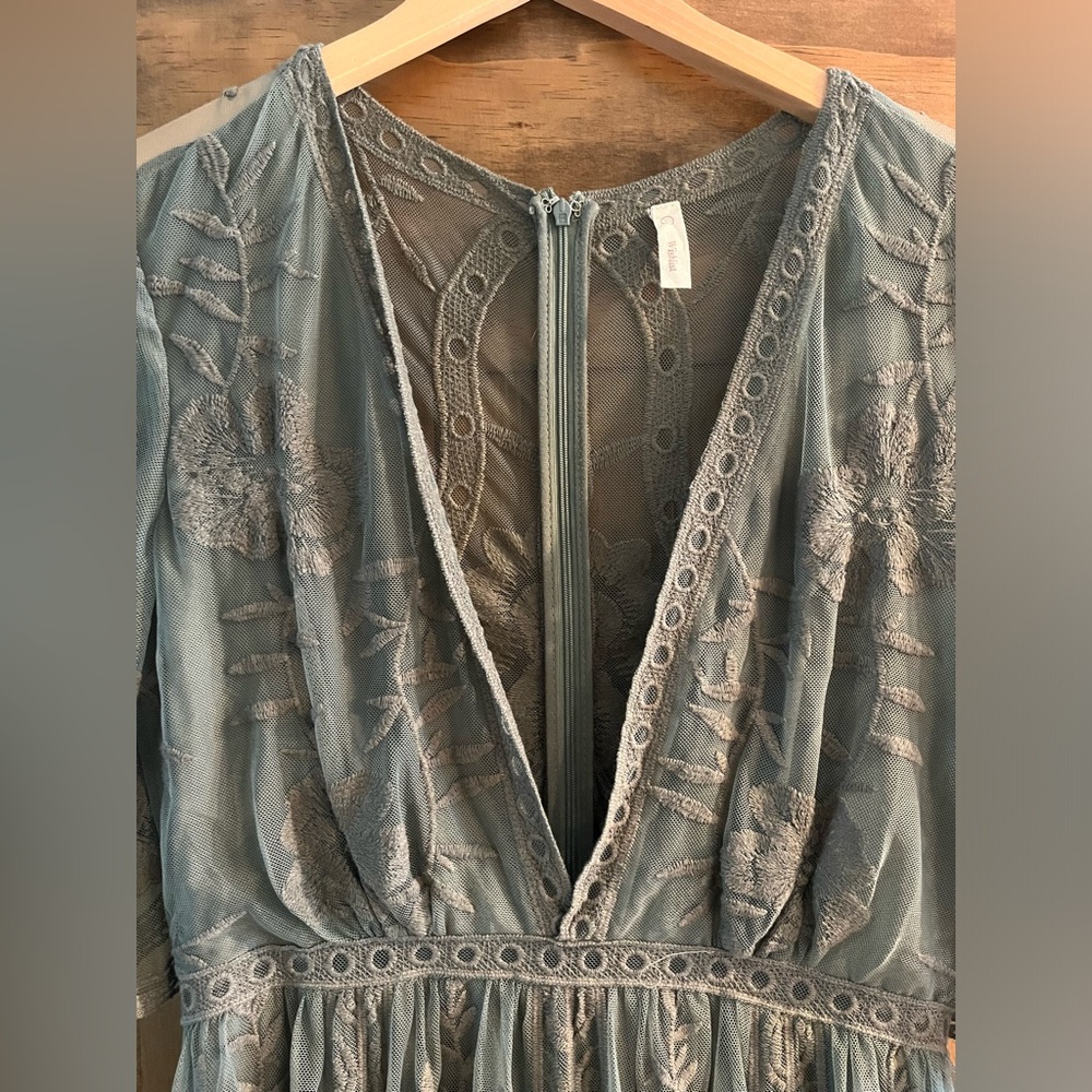 Free People Sheer Olive Dress - Picture 4 of 6